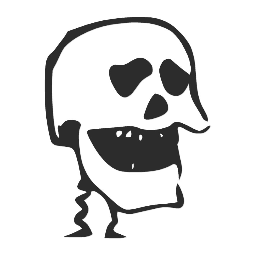 Skeleton Head Skull Drawing - Decal Sticker - Multiple Colors